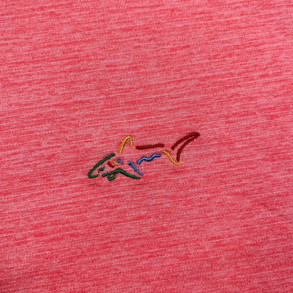Greg Norman‎ Polo Shirt Mens 2XL Pink Heathered PlayDry Performance Golf Shark